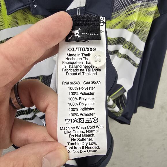 Oakley Polo Shirt Mens XXL Aero Stripe Mashie Golf Performance Green Gray White - Picture 5 of 11